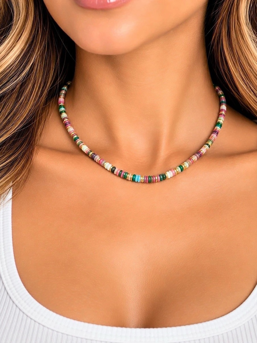 Mayamar Natural Multicolor Beaded Necklace